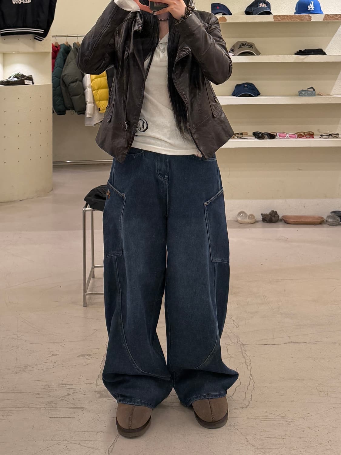 빈티지 와이드 벌룬 데님 카펜터 팬츠 U985 상품이미지1