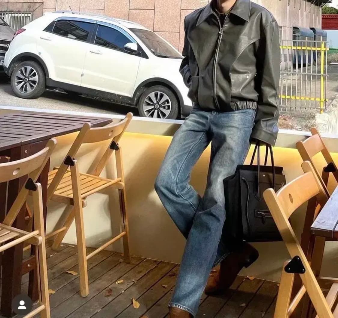 [M] 디스코드사운드 레니 블루종 레더 자켓 상품이미지1