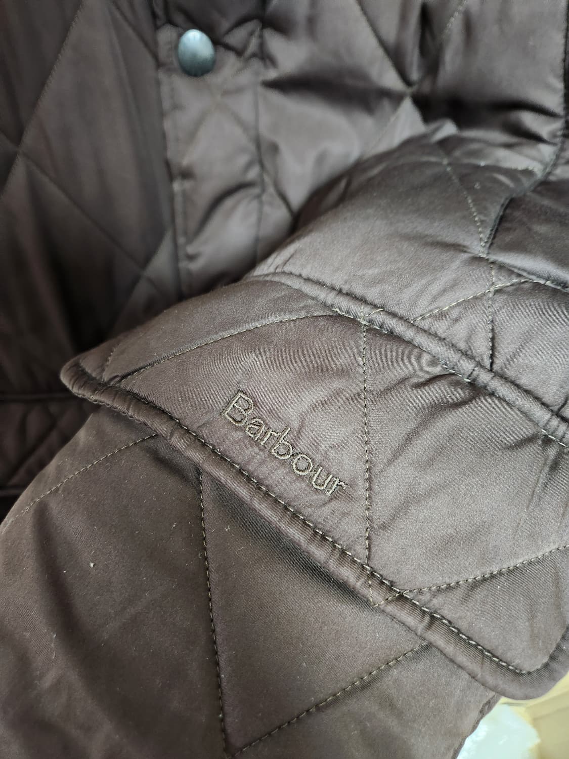 바버Barbour 브라운 퀼팅 자켓 L - J48 상품이미지4