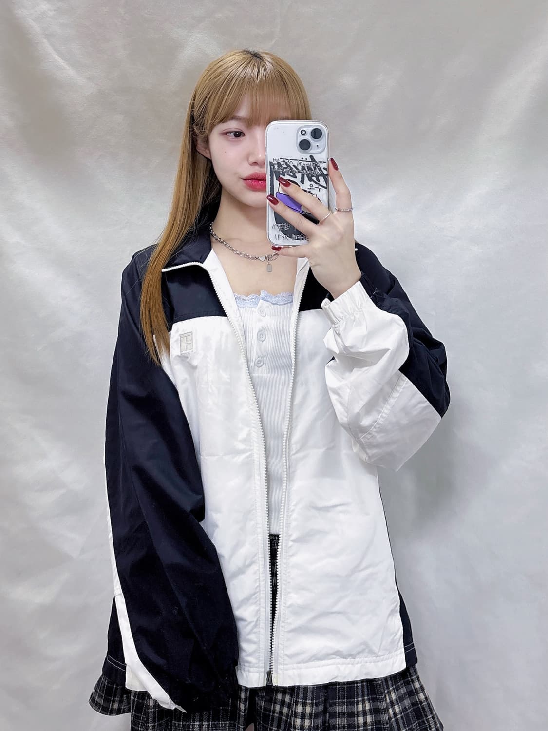 나이키 00‘s 테니스로고 스우시 흰검 바람막이  상품이미지1