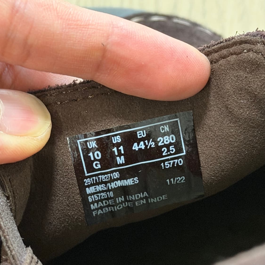 클락스 모코라이트 스웨이드 다크브라운 US11 (285-290) 상품이미지5
