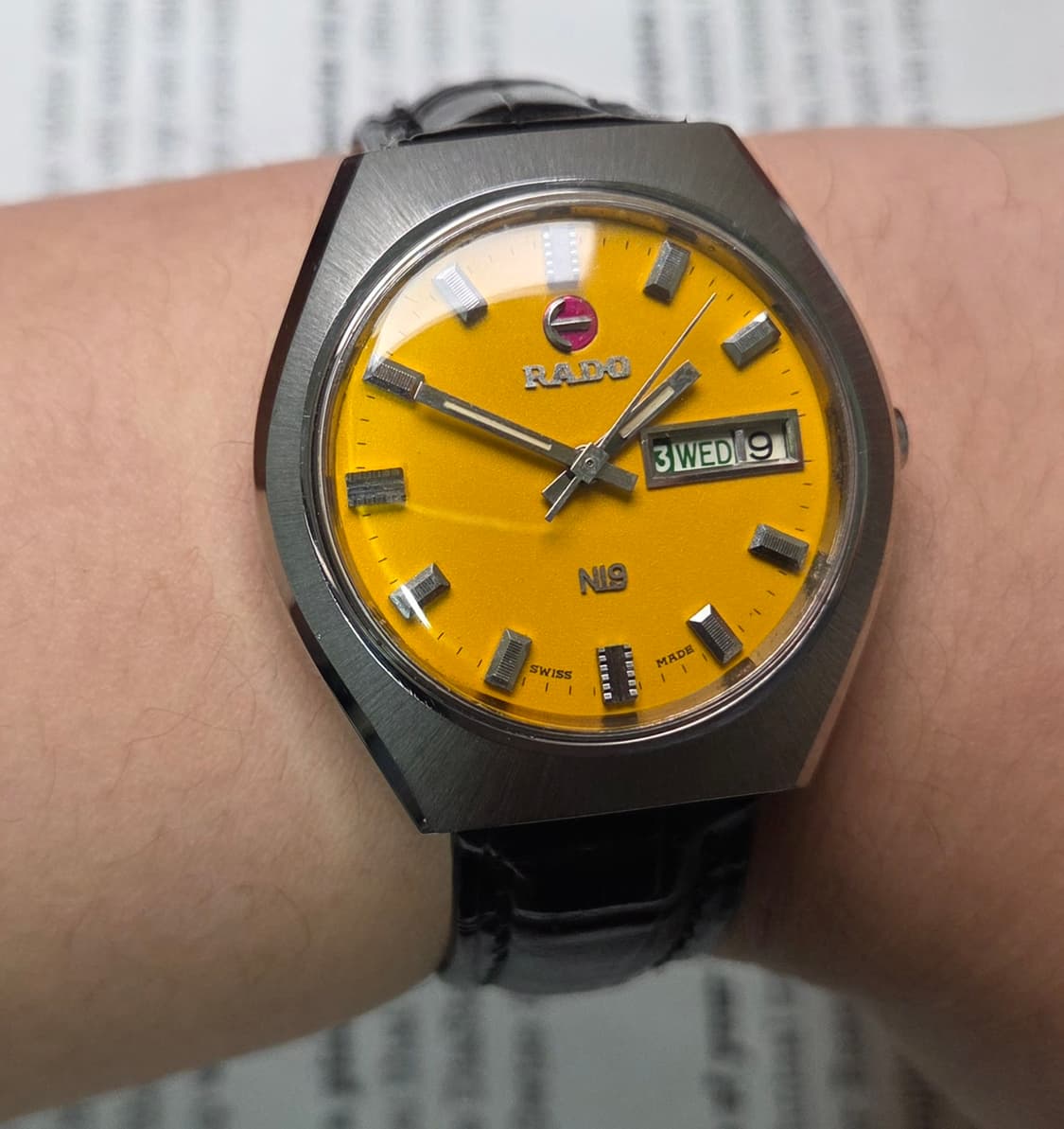 빈티지 라도 NI9 데이데이트 쿠션형 진노랭이 와이드보이 오토매틱  상품이미지8