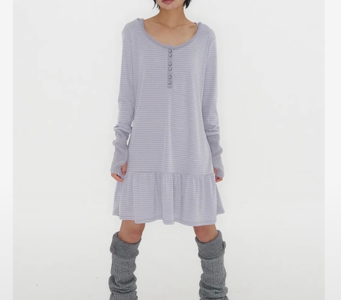 익스파이어드걸 Relaxed Warmer Hoodie Dress 라벤더 상품이미지1