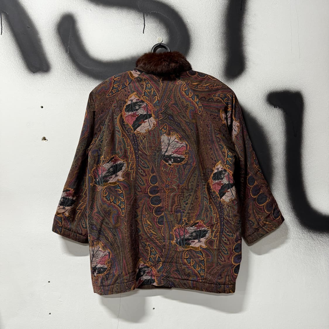 VTG 빈티지 에스닉 페이즐리 패턴 퍼 카라 트리밍 자켓 상품이미지2