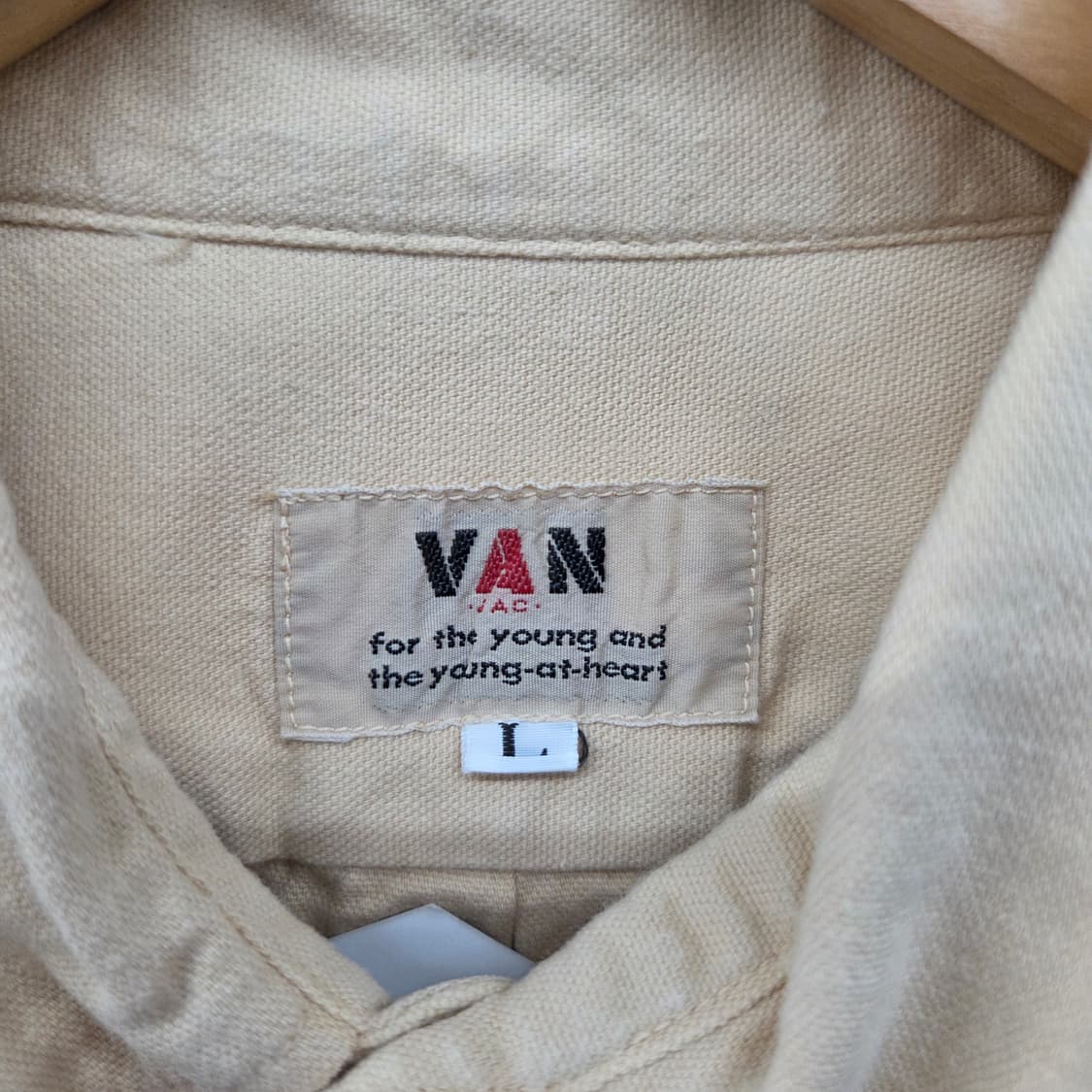 van 밴 베이지 면 긴팔 셔츠 남L 상품이미지3