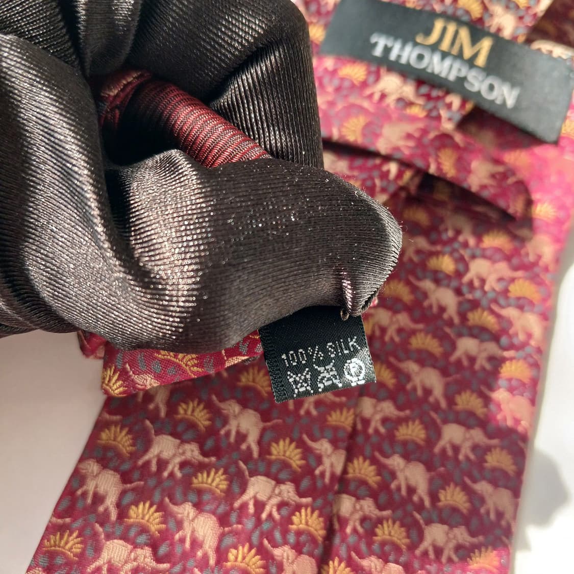 짐톰슨 실크 코끼리 자수 패턴 넥타이 9.7cm S~A+등급 E801
 상품이미지10