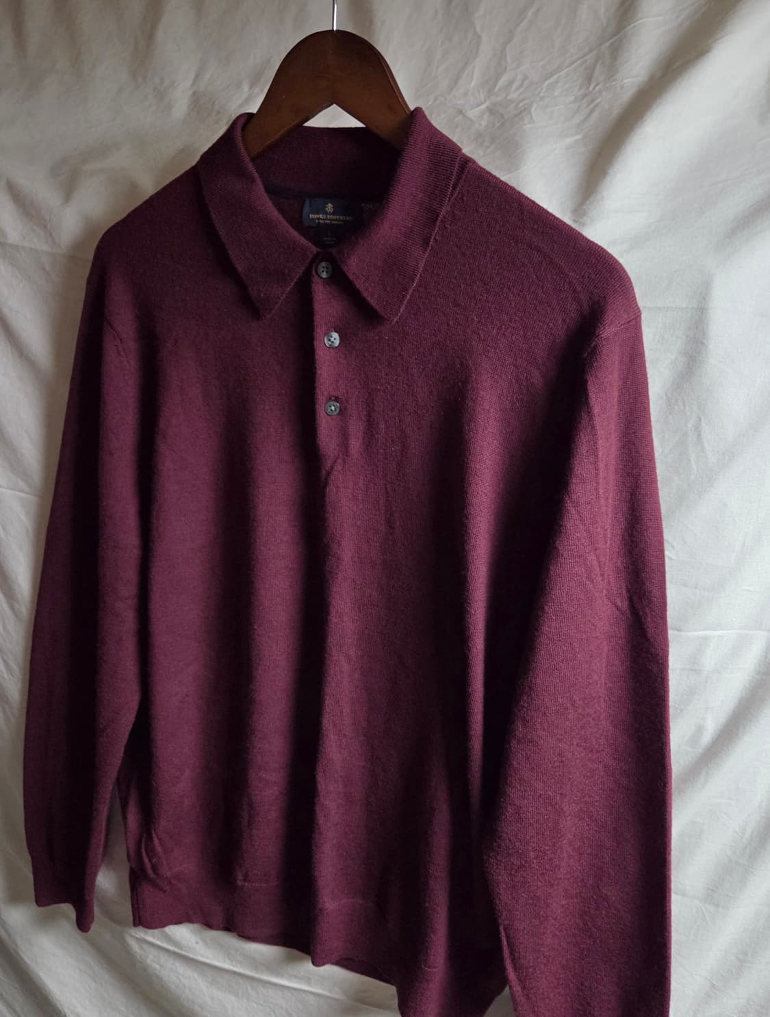 브룩스 브라더스 긴팔 카라 니트 버건디 L 상품이미지3