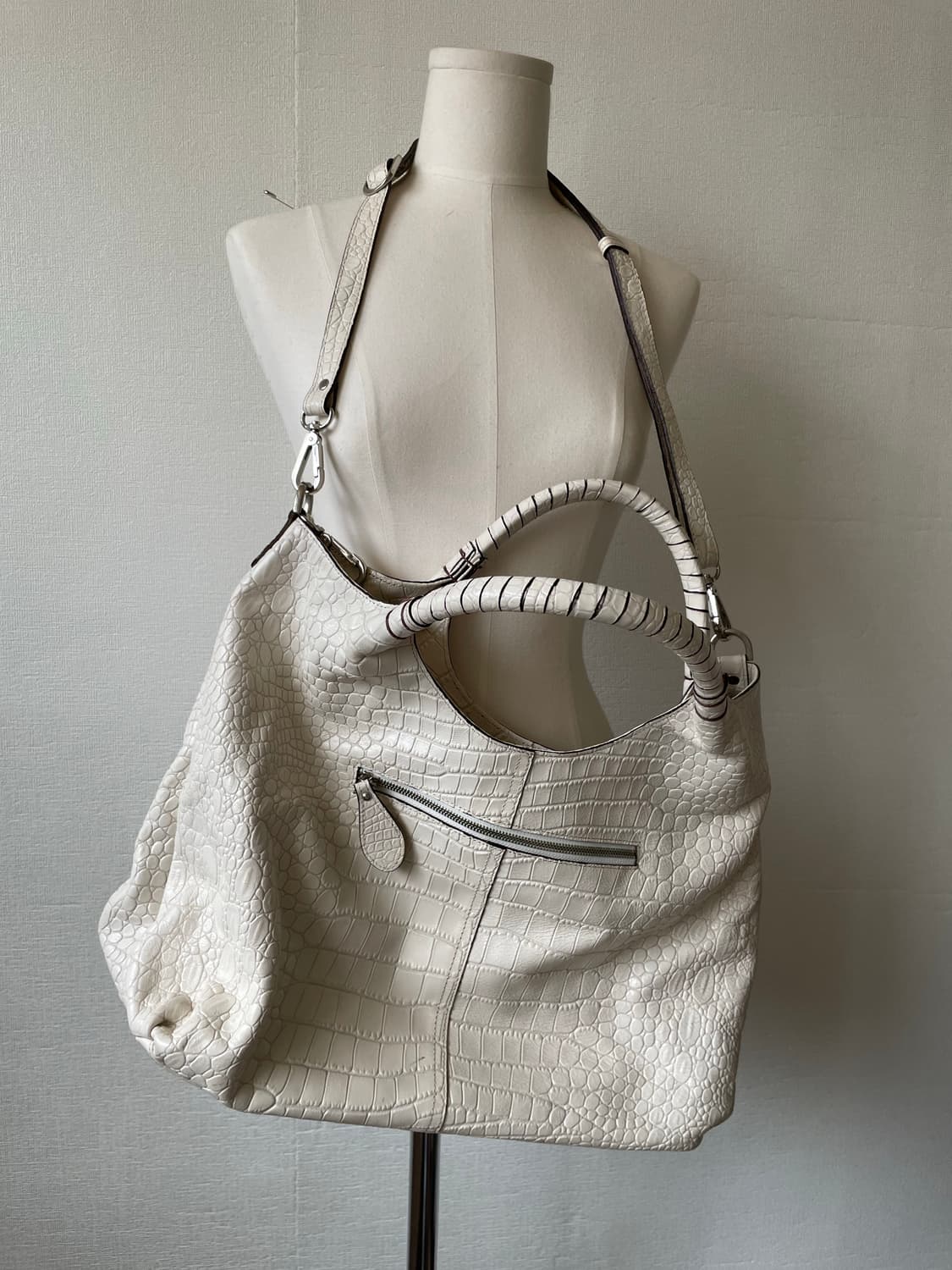Real Leather White Cowhide Python Big Ba 상품이미지6