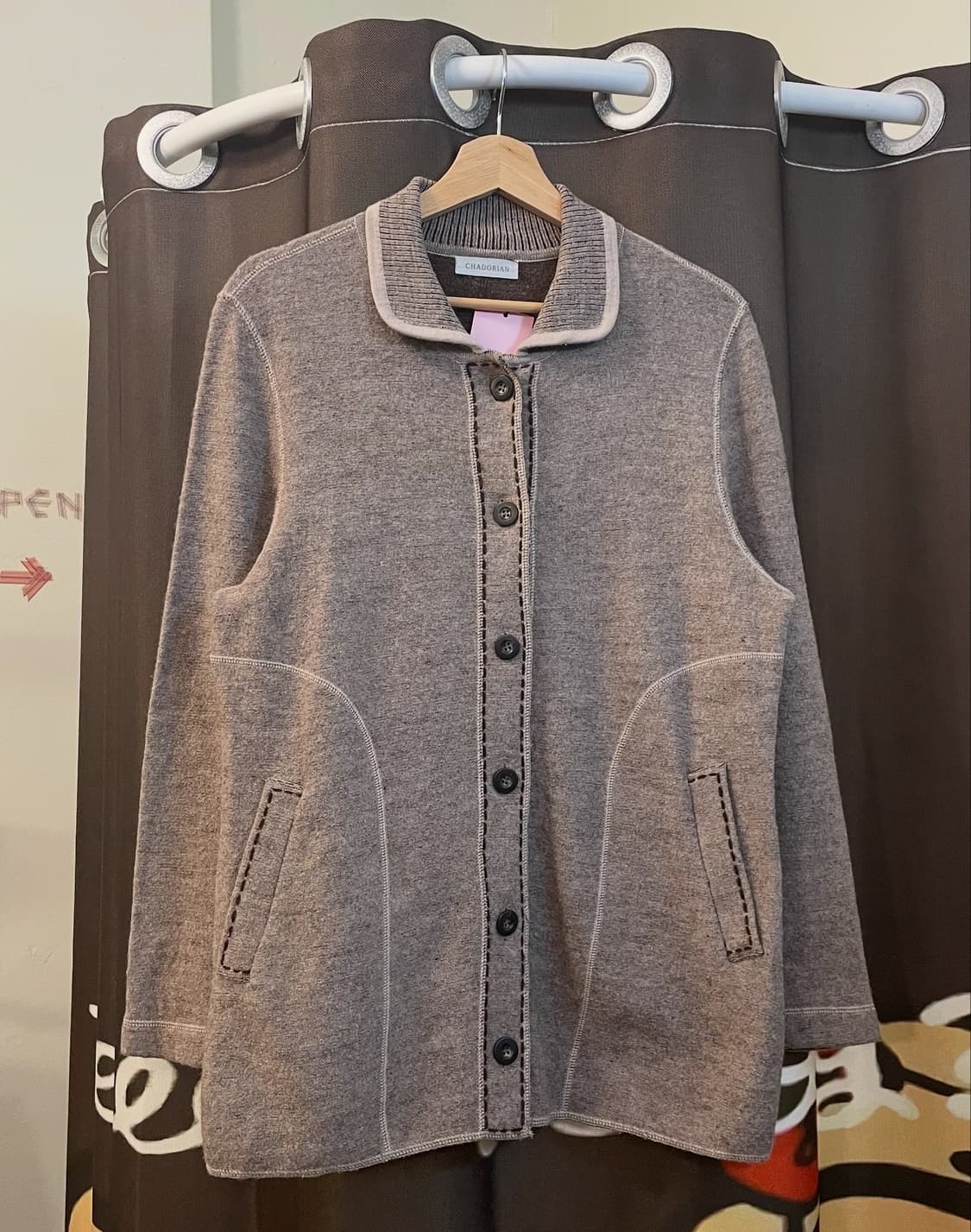 베이지 스티치 울100% 가디건 [무배] 상품이미지4