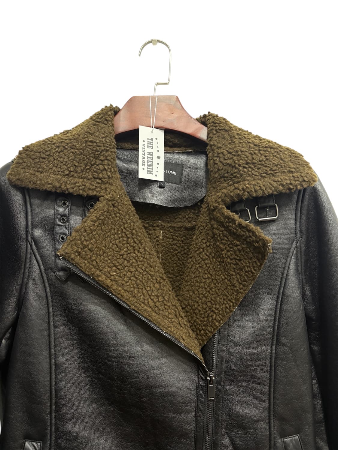 Vintage 페이크 레더 롱코트 상품이미지3