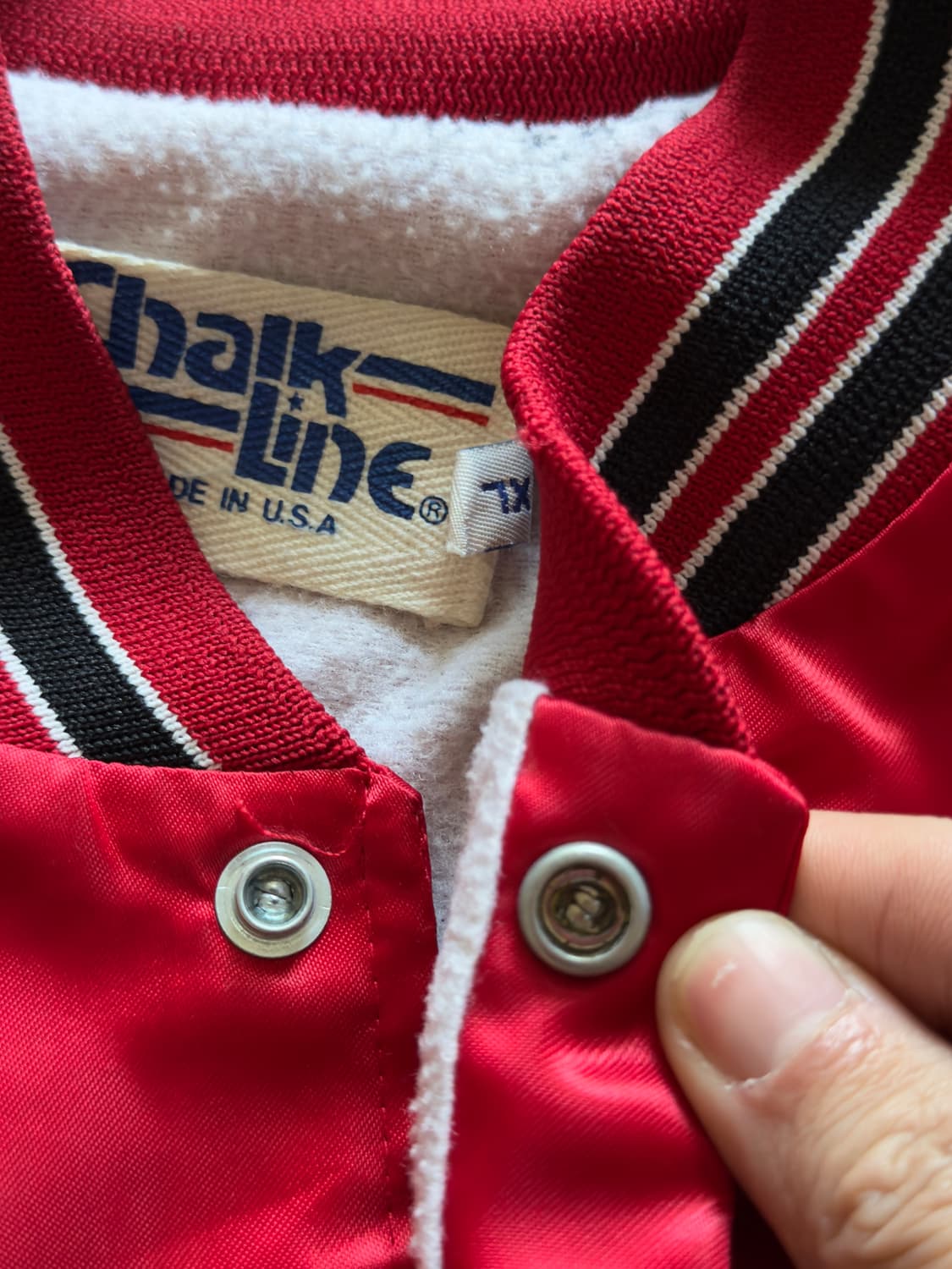 90s USA Chalk Line satin varsity Jacket 상품이미지8