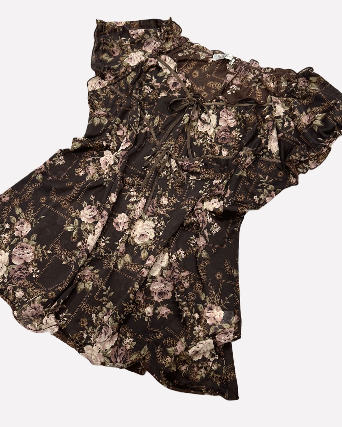 brown rose frill ribbon top 상품이미지2