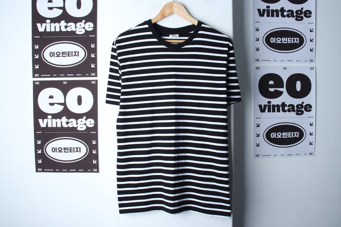 (L-XL) 지오다노 반팔 티셔츠 스트라이프 범고래 올드스쿨-H32981 상품이미지2