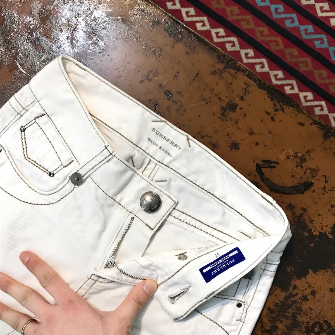 버버리 블루라벨 화이트 7부 데님 팬츠 허리 25 사이즈 상품이미지6