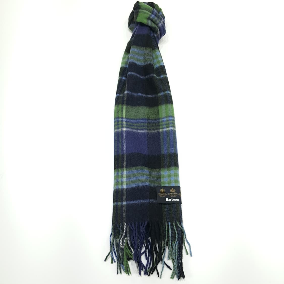 MX327 바버 로얄 네온그린 타탄체크 램스울 목도리 머플러 상품이미지3