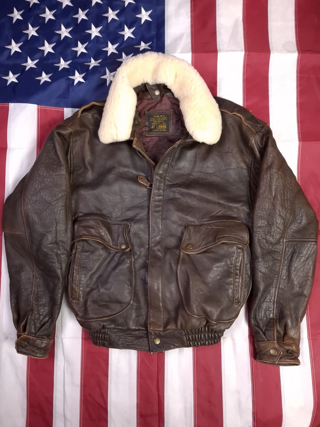 90's 국내산 일본판 빈티지 B-7 리얼레더 항공자켓 상품이미지1