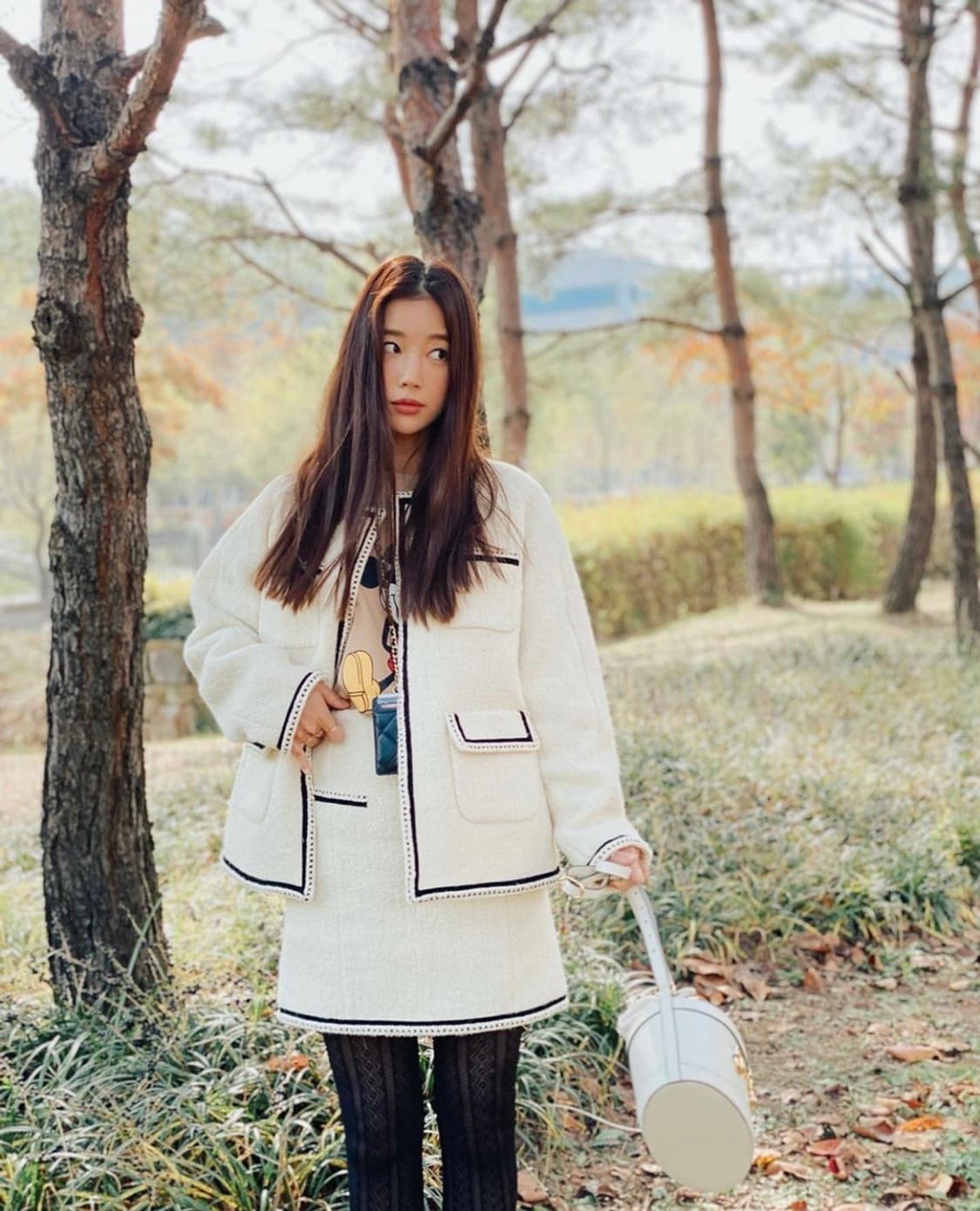 프론트로우 벨벳라이닝 노카라 울 트위드 자켓 S 상품이미지5