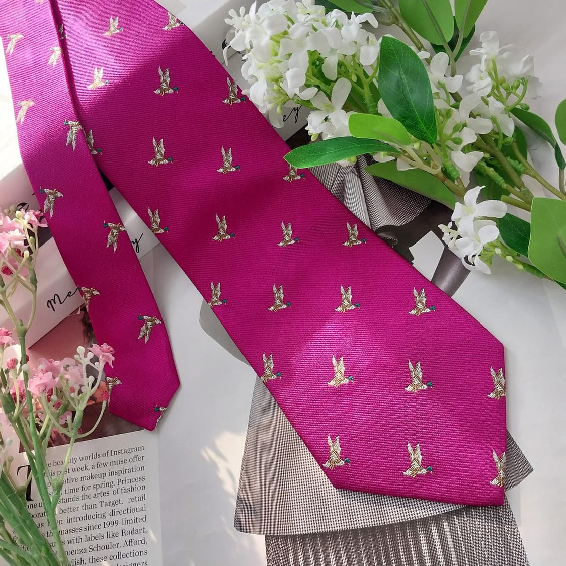 폴로랄프로렌 실크 퍼플톤 오리 자수 넥타이 9.9cm A+등급 K1447 상품이미지3