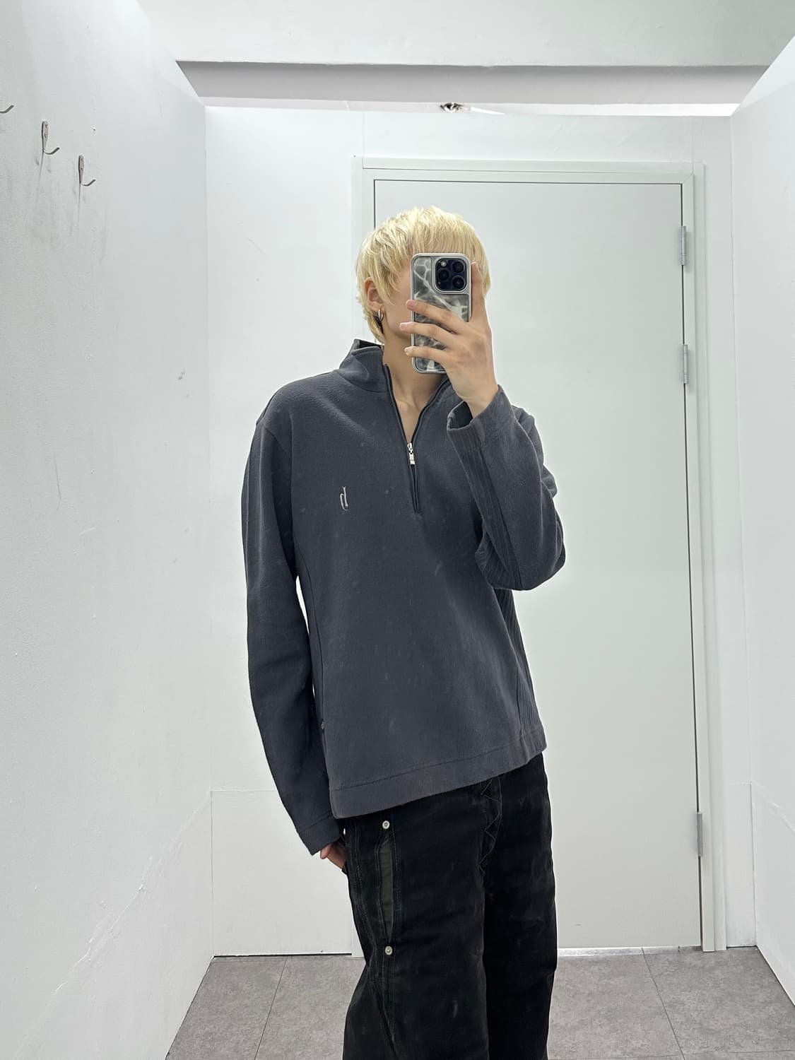 Dj honda charcoal cotton half zip up 상품이미지2