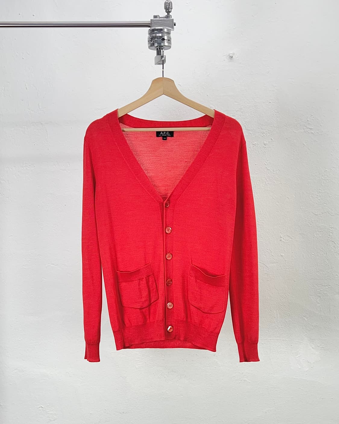 아페쎄 레드 울 실크 혼방 브이넥 니트 가디건 상품이미지1