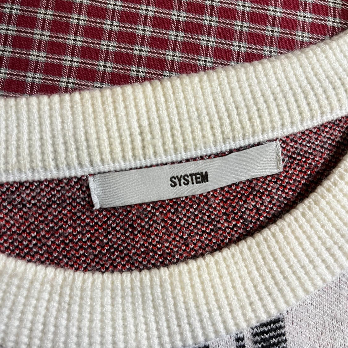 시스템 체크 라운드 니트 상품이미지5