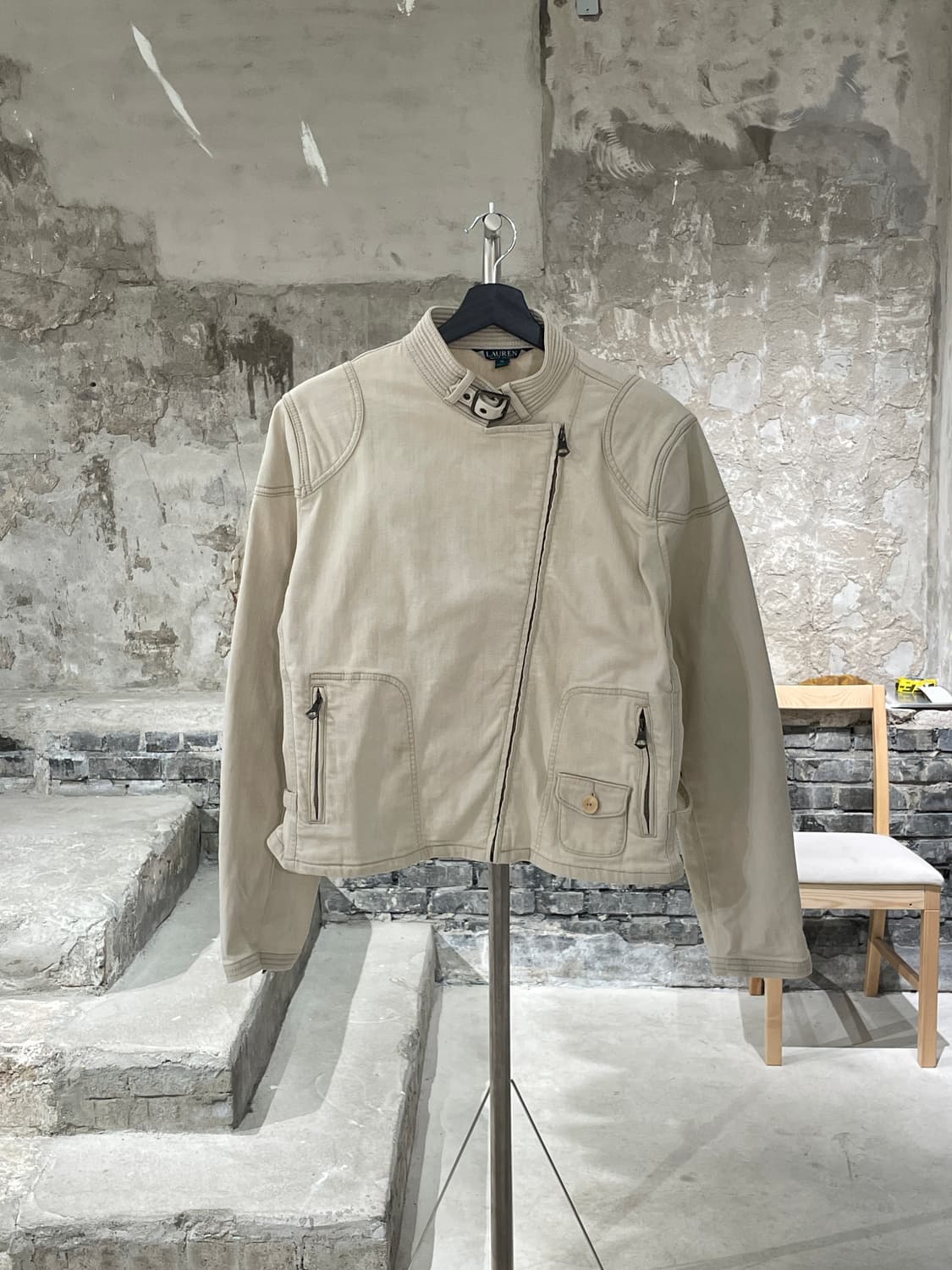 로렌 랄프로렌 크림 유틸리티 바이커 자켓 상품이미지1