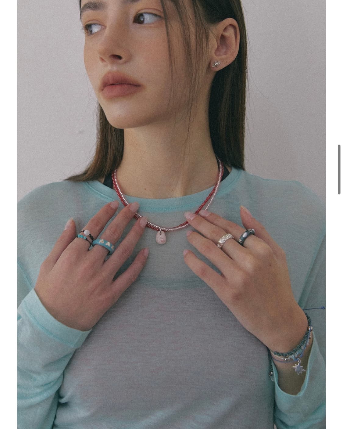 엔프프 nff color layer necklace-red 목걸이 상품이미지2