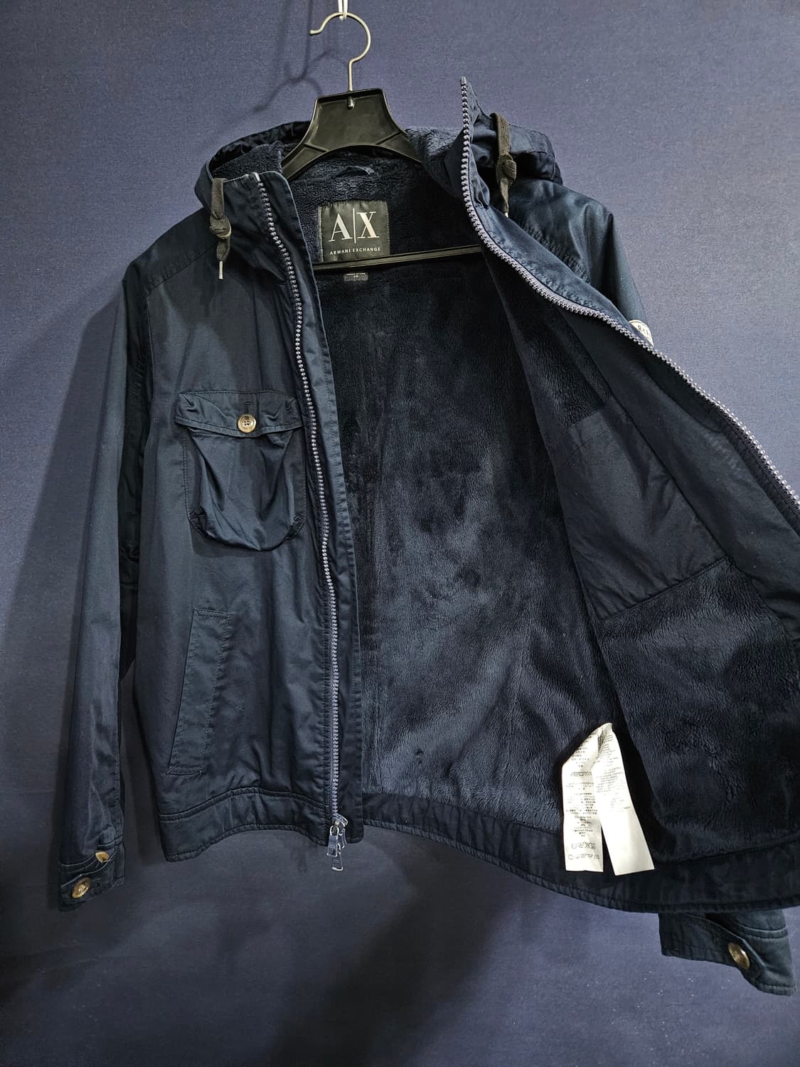 아르마니 익스체인지 네이비 남성 100 후드집업 자켓  상품이미지8