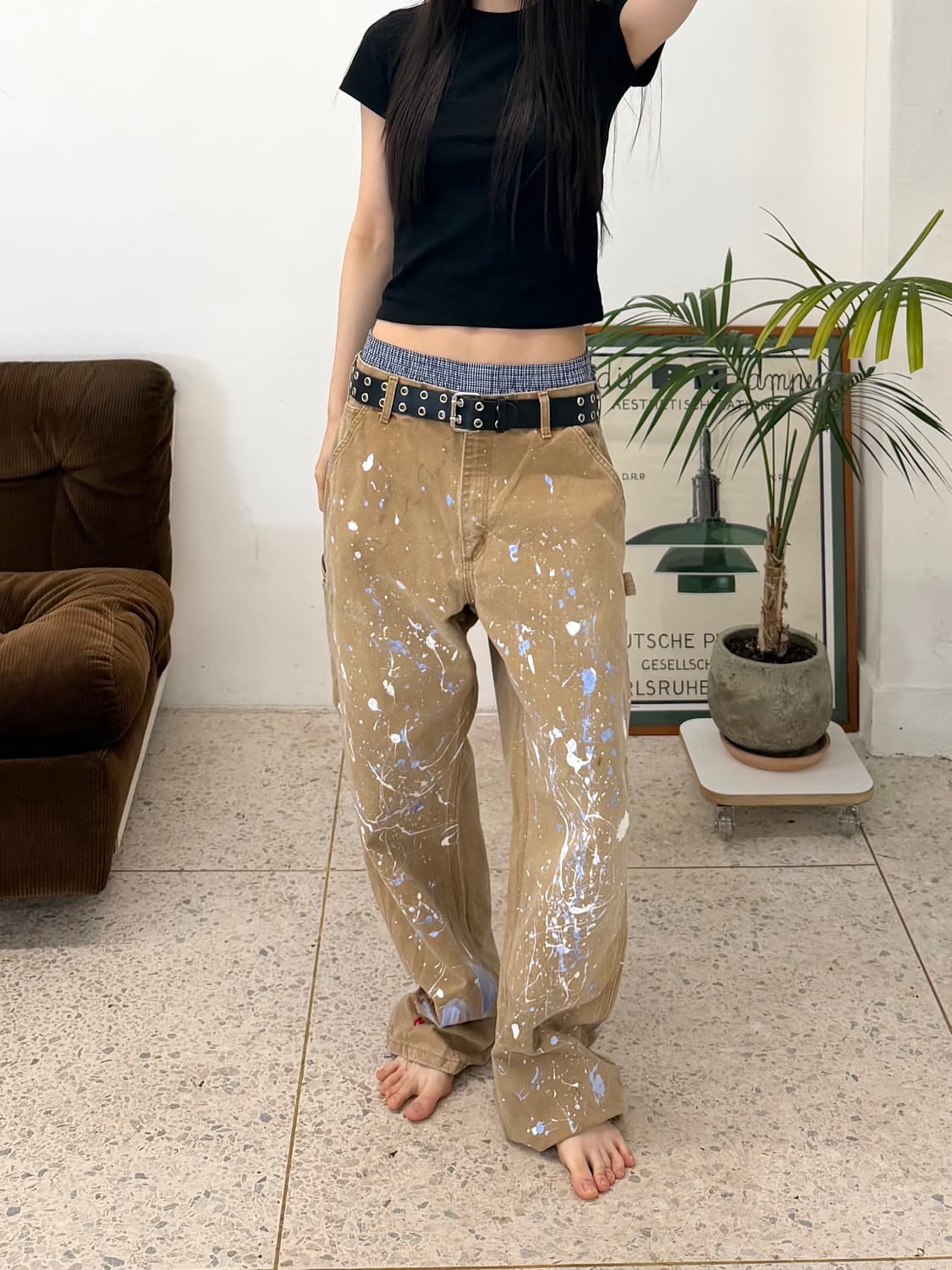 90s'커스텀 카하트 워크팬츠 베이지 상품이미지1