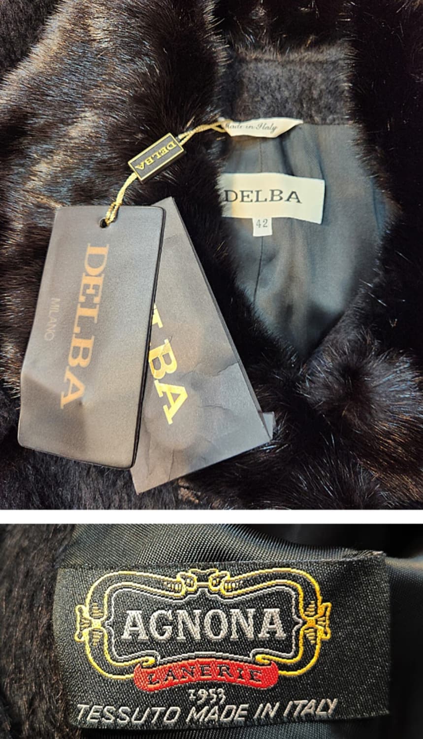 DElBA milano 알파카 울 블렌드 리얼 밍크 퍼 블랙 롱 코트 상품이미지9