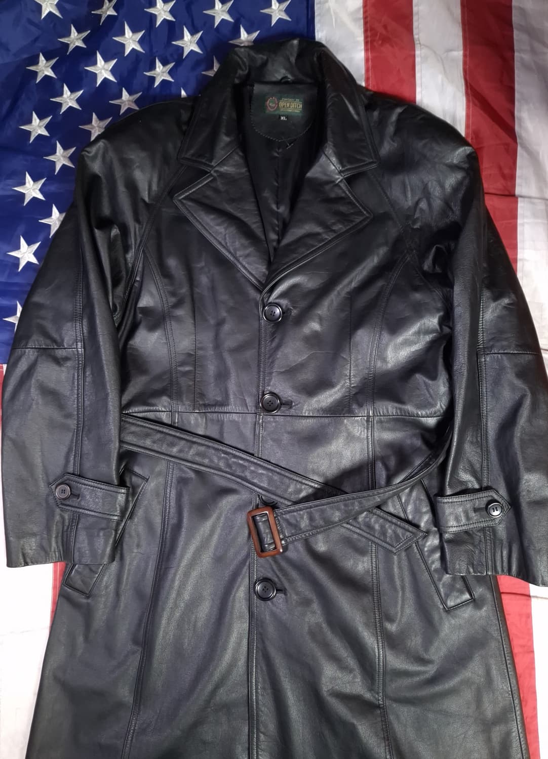 새제품급 90's 국내산 리얼레더 싱글 트렌치코트 상품이미지2