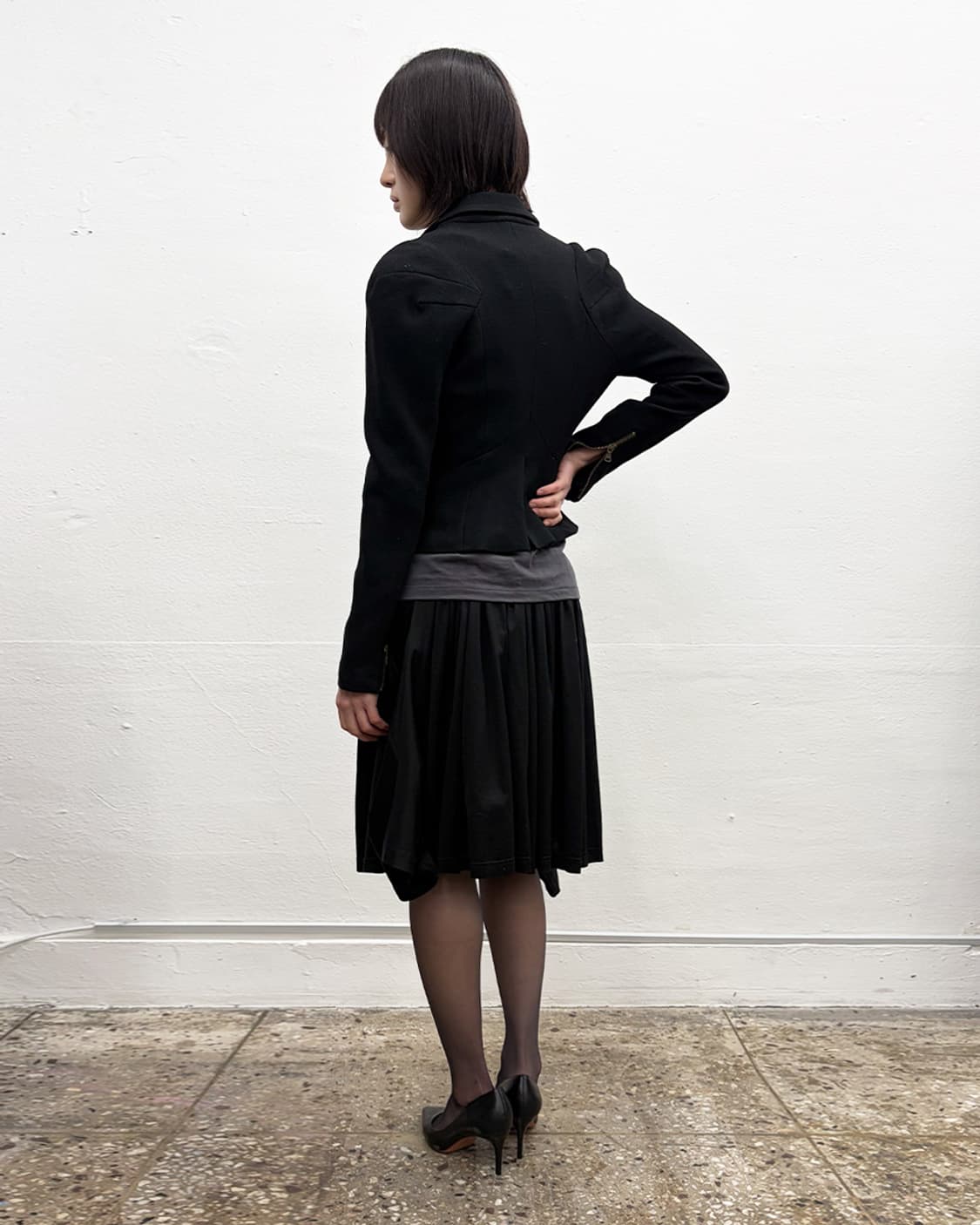 빈티지 비대칭 지퍼 블레이저 상품이미지8