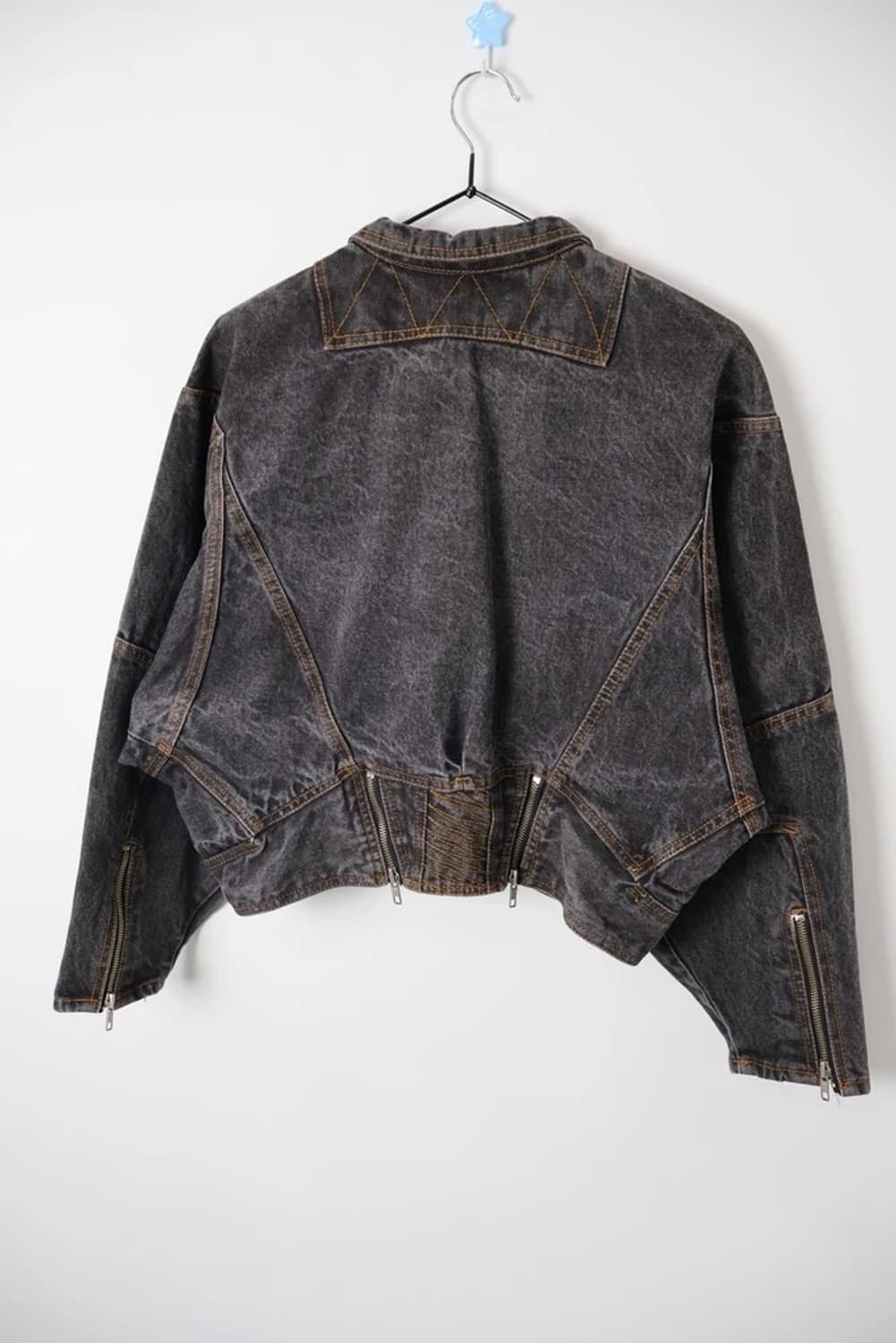 Vintage Cropped Biker Denim Jacket 상품이미지5