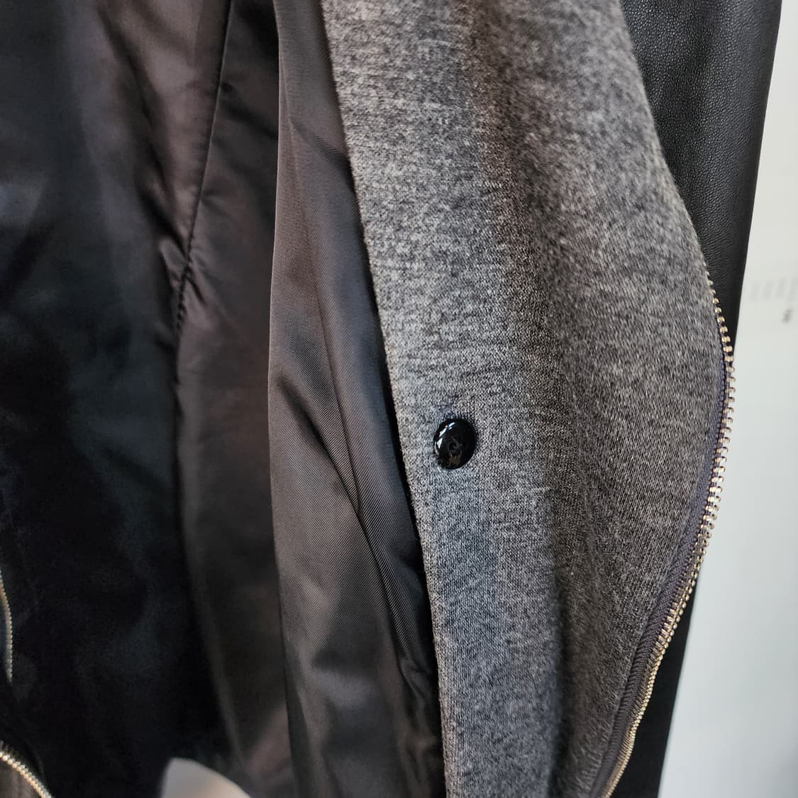 city Gee 블랙 양가죽 후드 라이더 자켓 상품이미지6