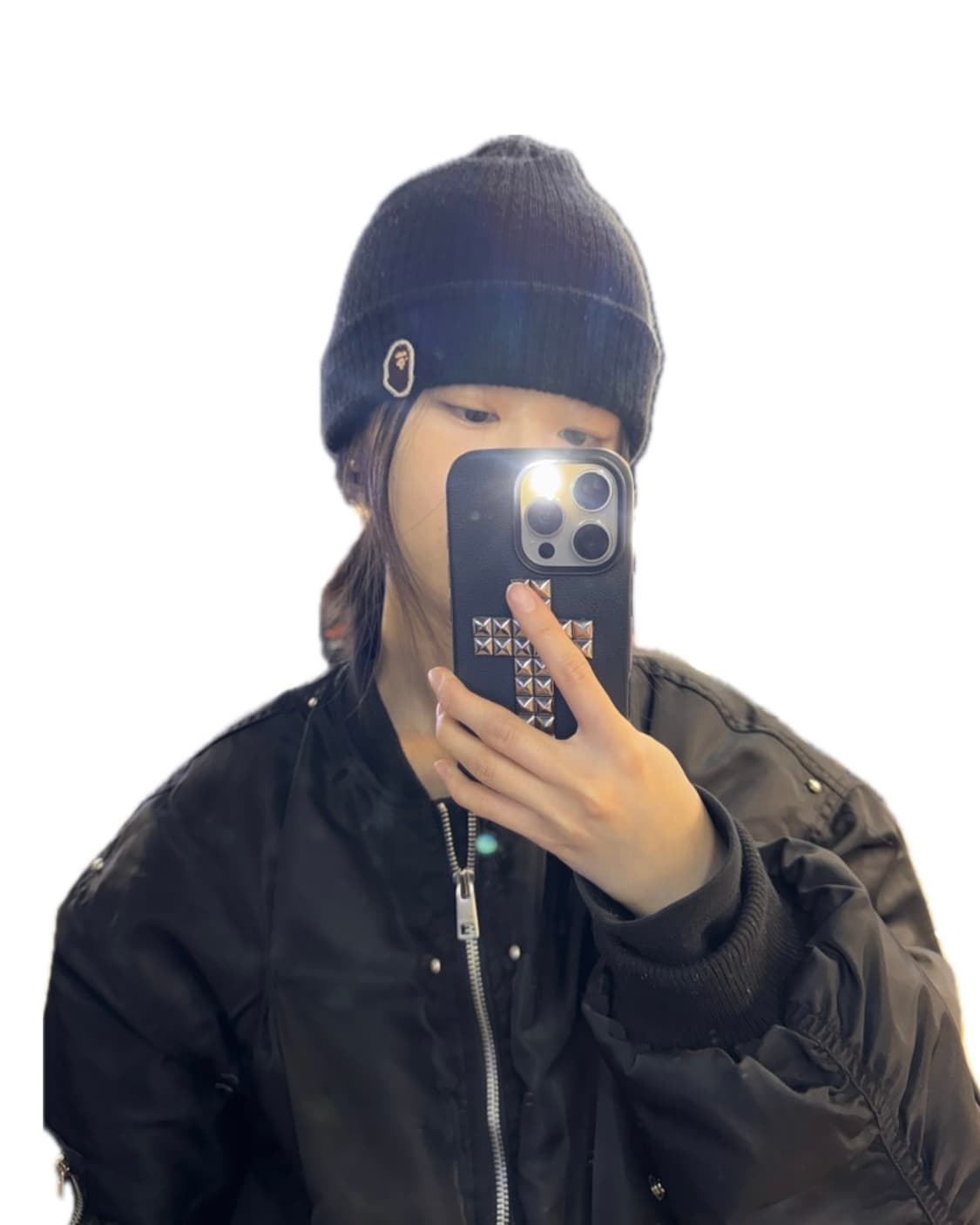 베이프 사루 원포인트 니트 캡 블랙  상품이미지2