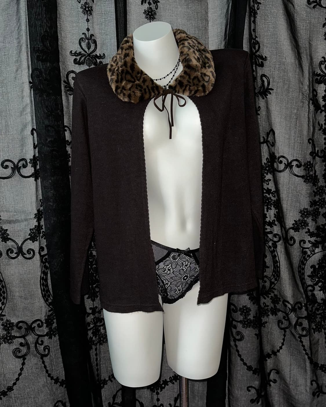 Leopard Neck Collar Cardigan 상품이미지1