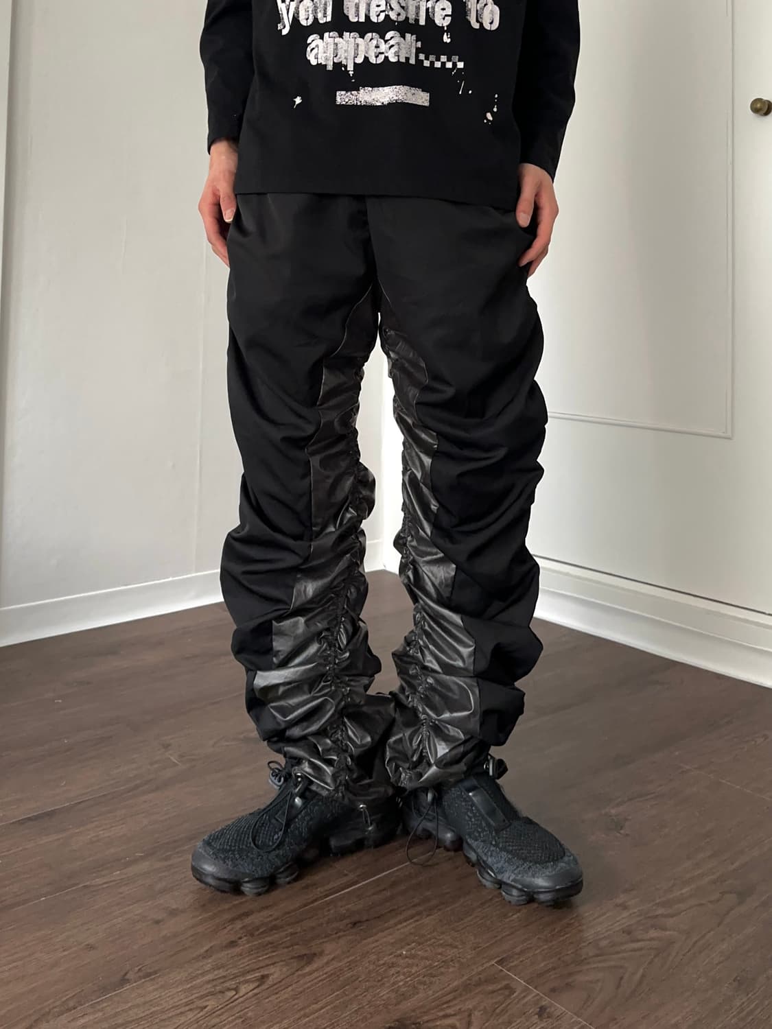 실버 코티드 셔링 & 스트링 팬츠 상품이미지3