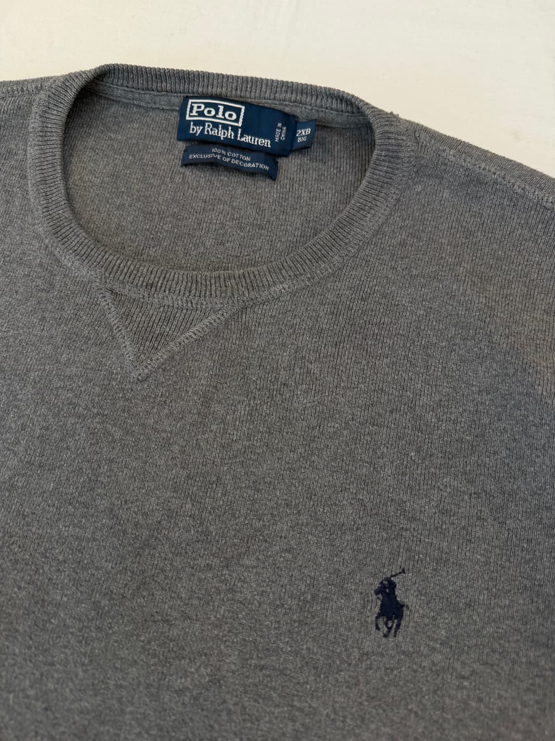 폴로 랄프로렌 BIG 코튼 라운드넥 니트 그레이 상품이미지2