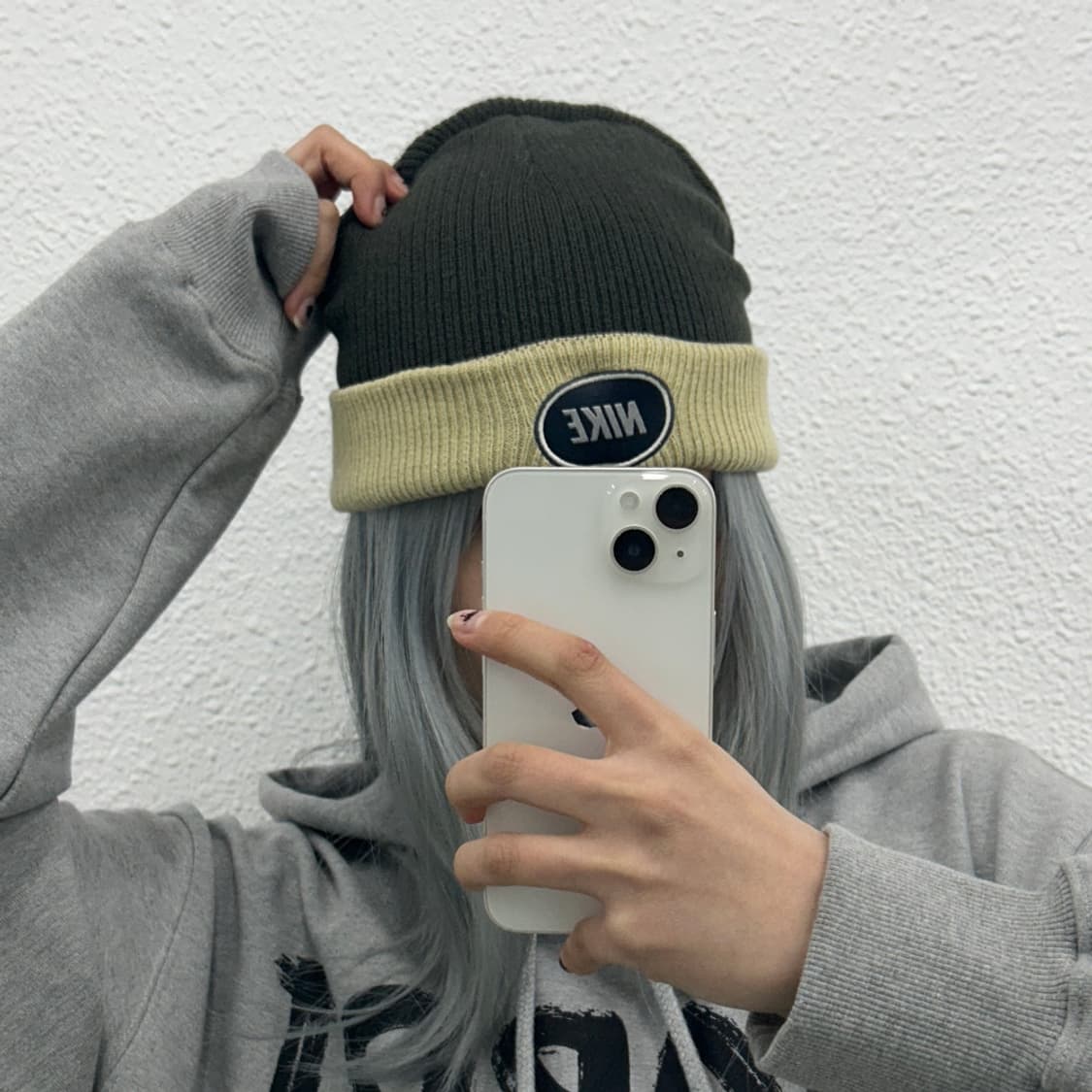 나이키 90s 리버시블 베이지배색 카키 비니 상품이미지1