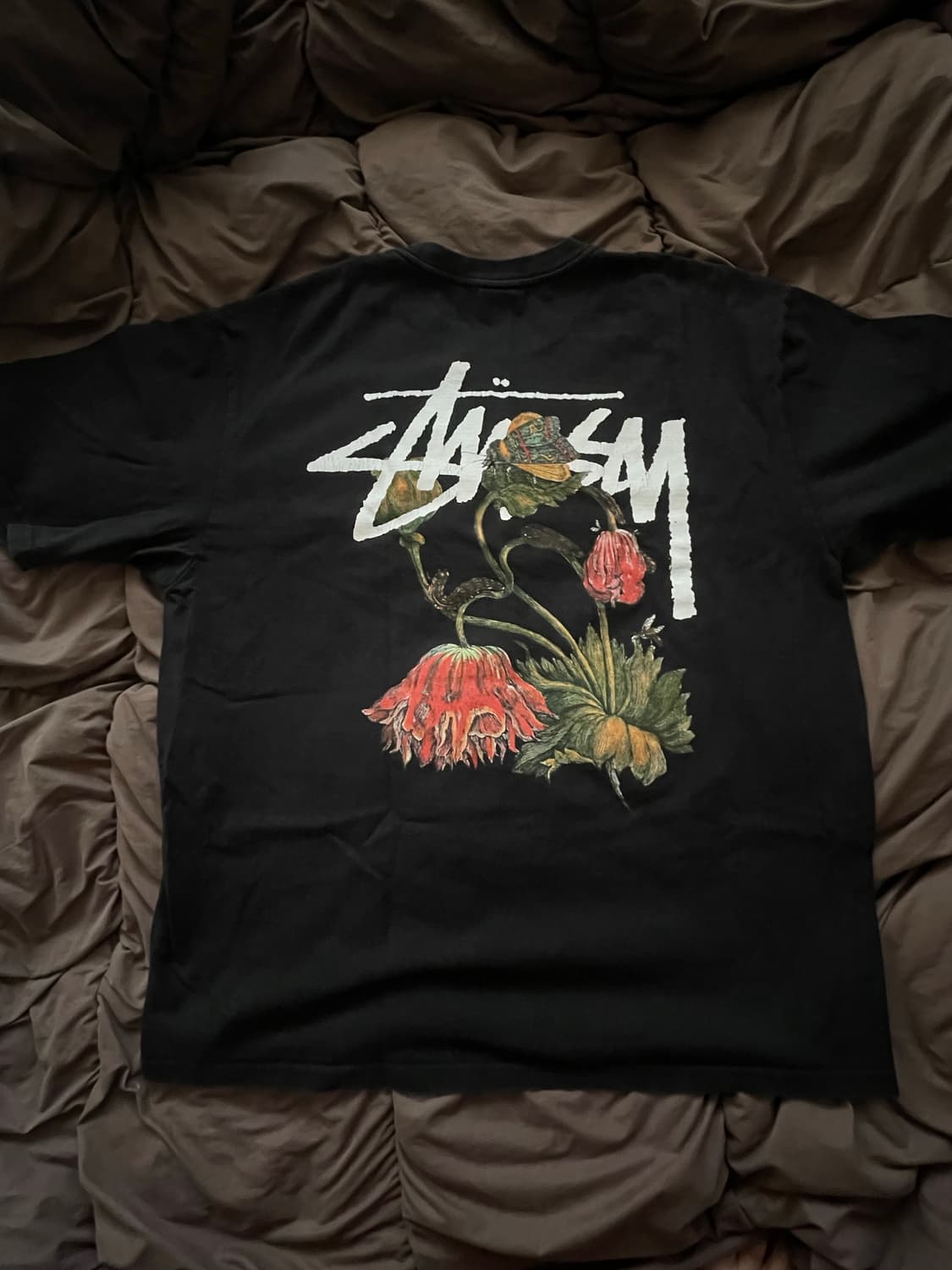 [XL] 스투시 위더드 플라워 티셔츠 블랙 상품이미지1