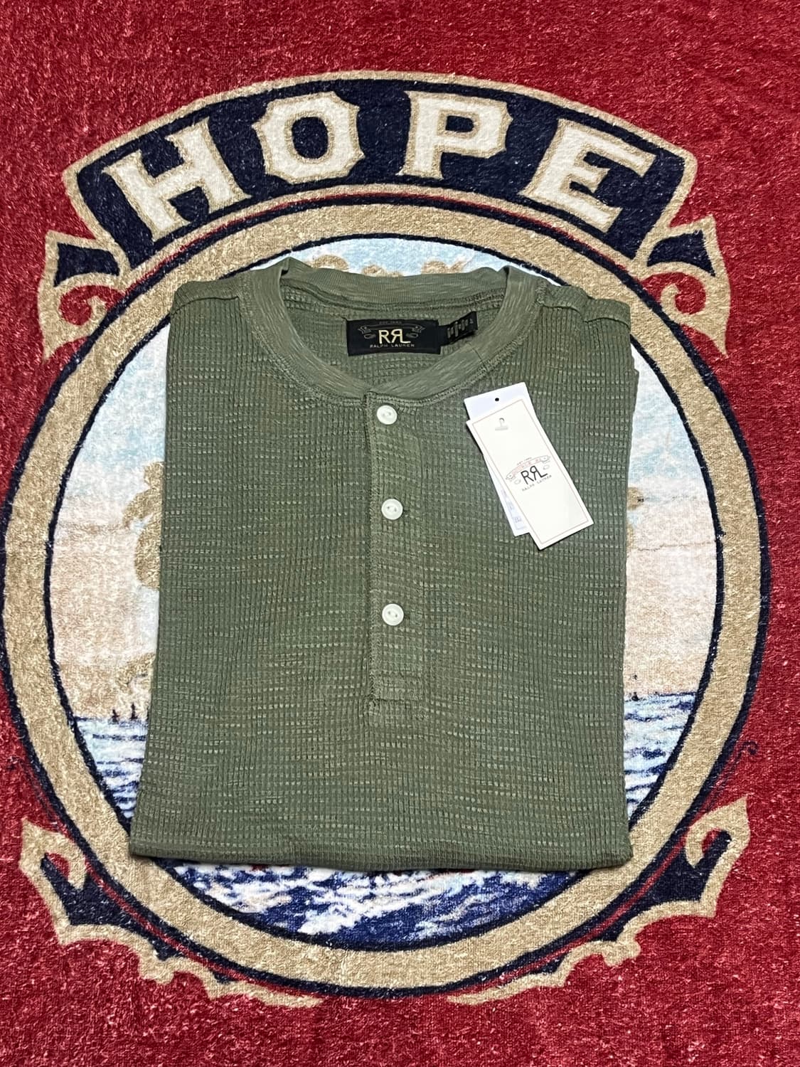 RRL 와플 니트 헨리 올리브 상품이미지1