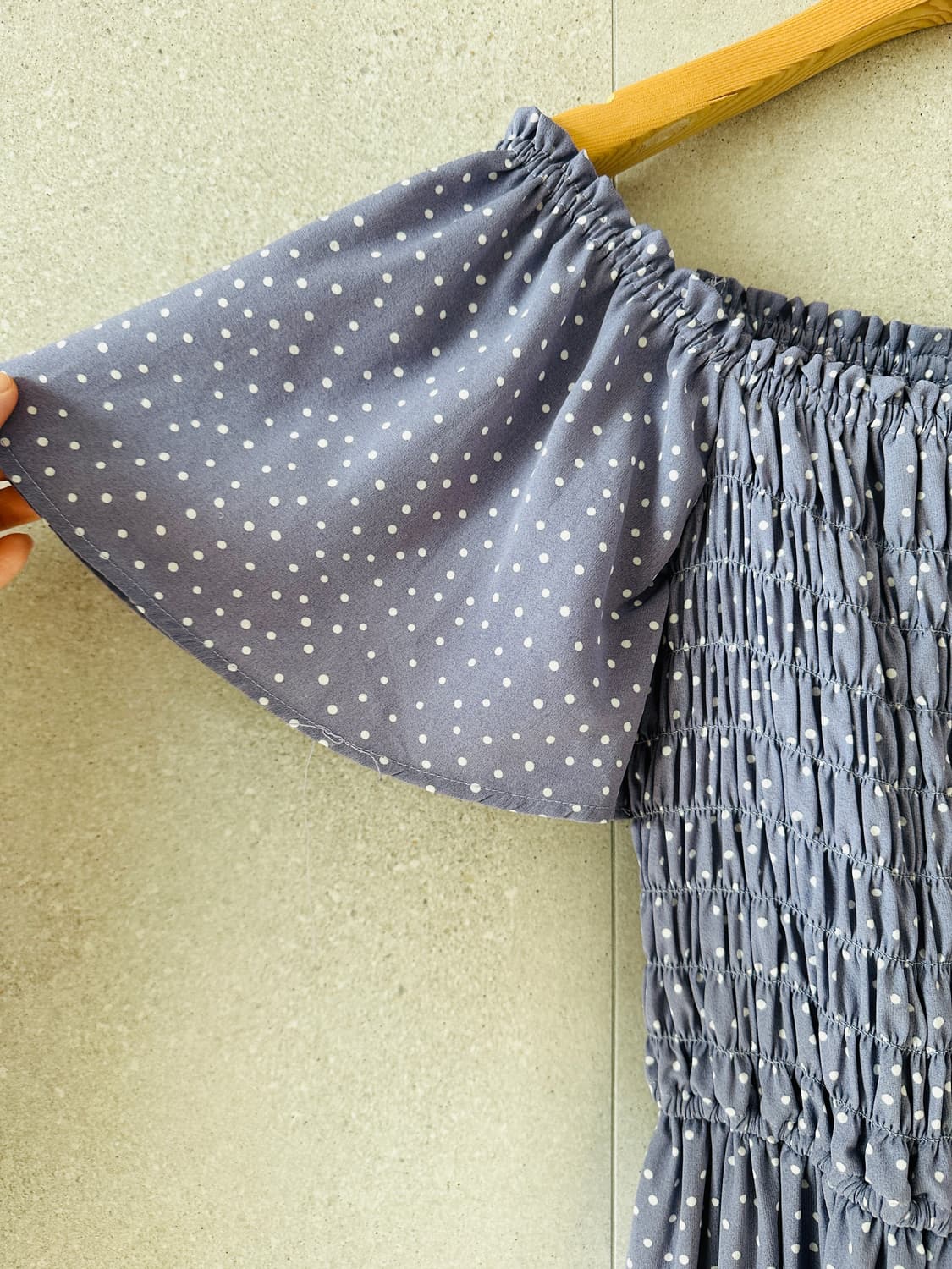 나이스클랍 등리본 오프숄더 연보라 땡땡이 롱 원피스 휴 상품이미지6