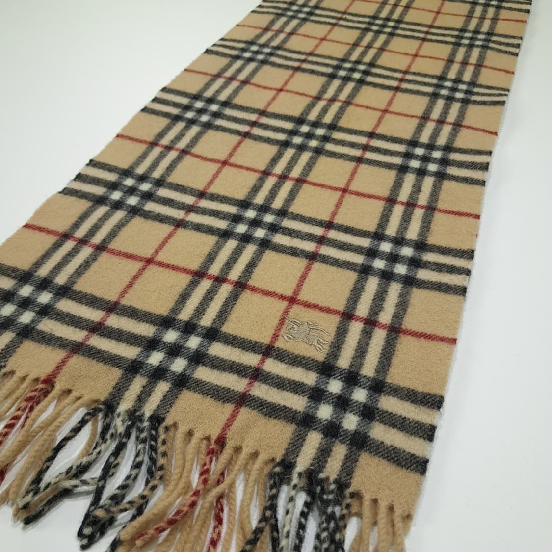 MX471 버버리 00s 영국판 램스울 노바체크 베이지 머플러 목도리 상품이미지3