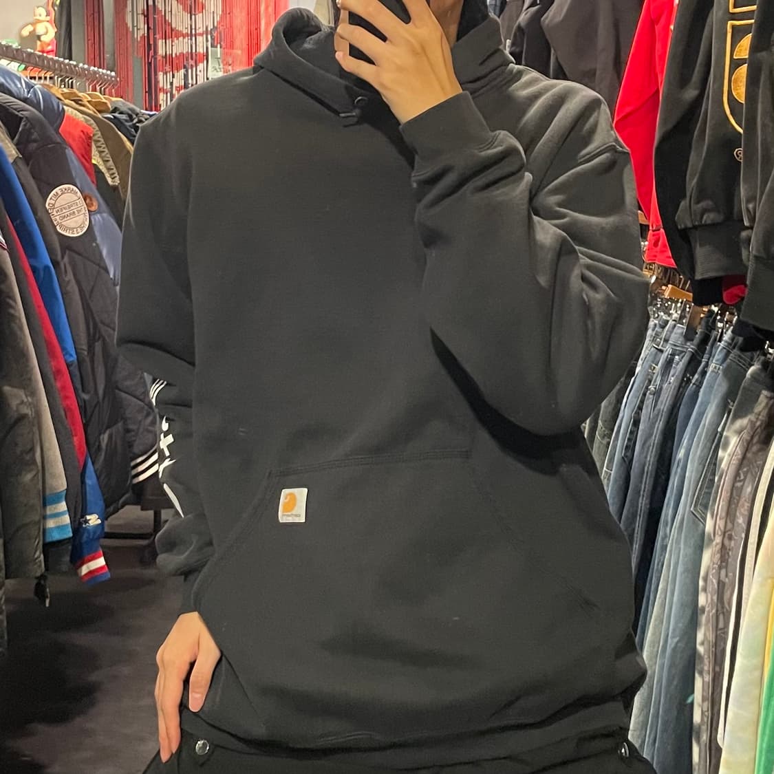 [IM] carhartt 칼하트 사이드 레터링 블랙 후디 상품이미지2