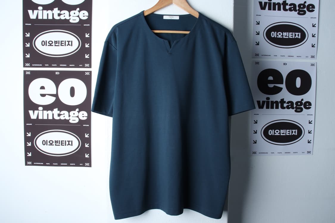 (2XL) 탑텐 반팔 티셔츠 빅사이즈 브이넥 블루-H32410 상품이미지2
