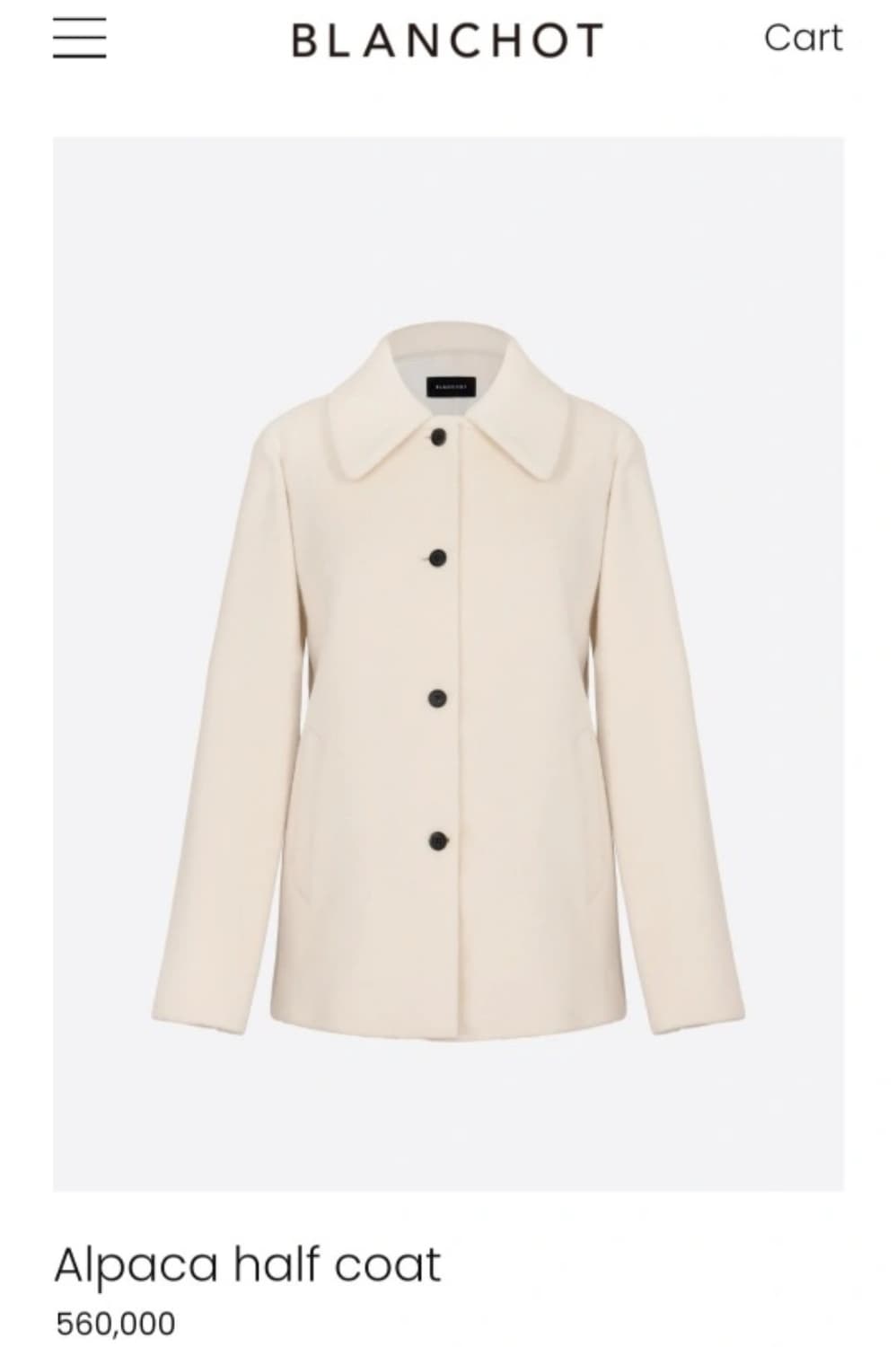 블랑쇼 알파카 하프코트 상품이미지1