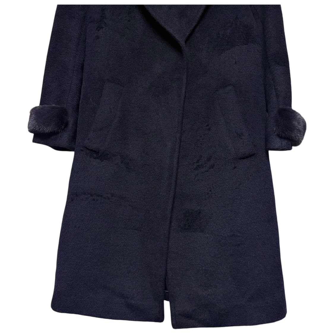 3720 모조에스핀 네이비 수리알파카 밍크 롱코트 상품이미지3