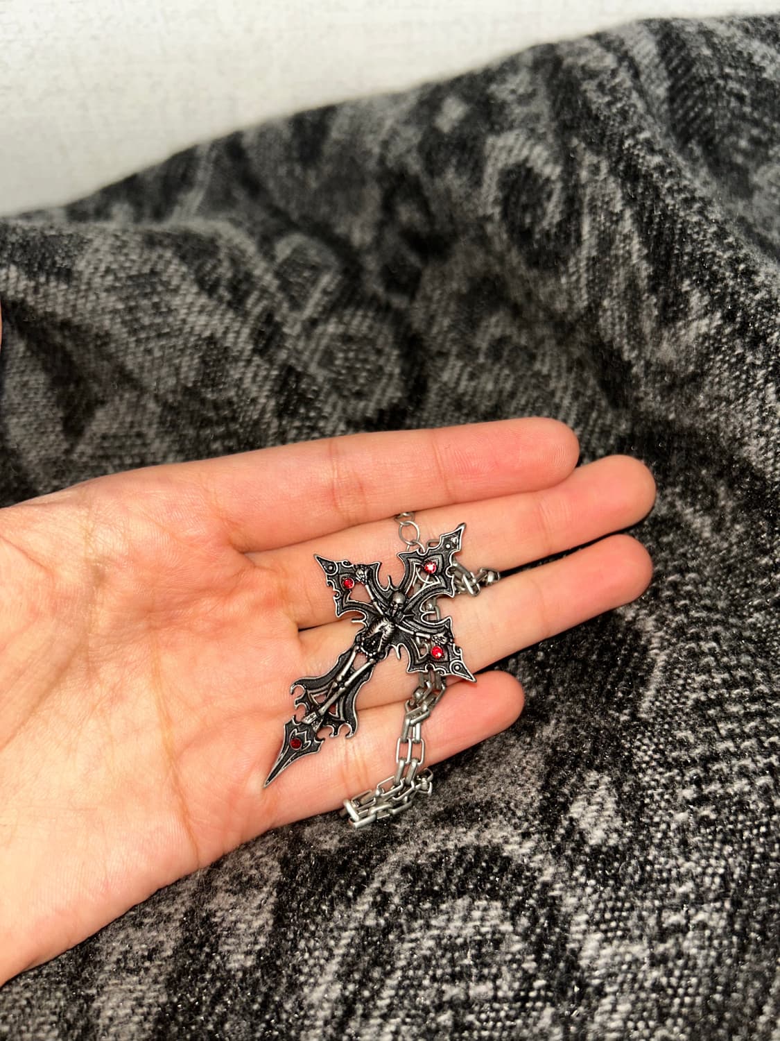 스컬 락시크 십자가 목걸이 상품이미지1