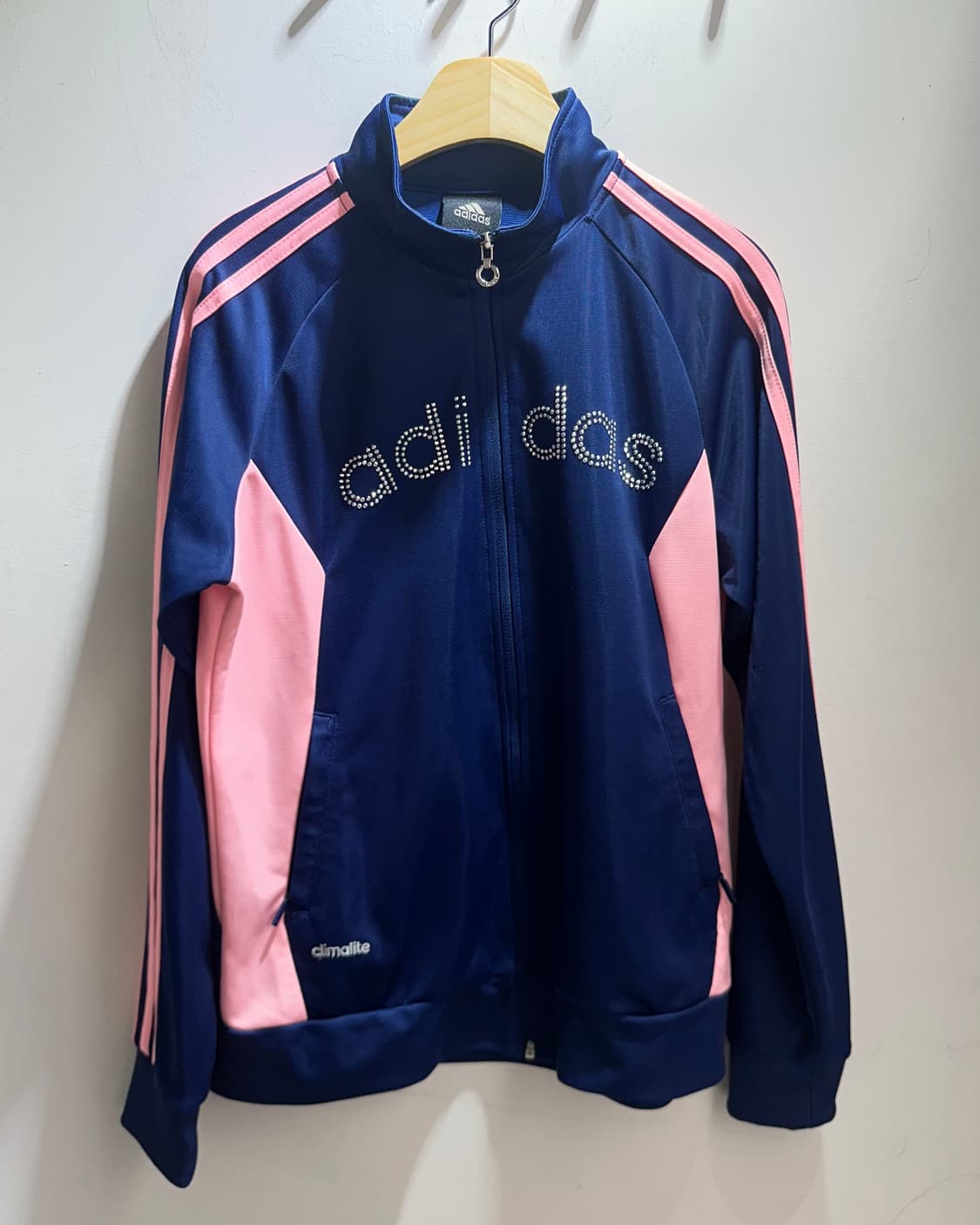 M 아디다스 큐빅 로고 네이비 핑크 트랙탑 상품이미지2