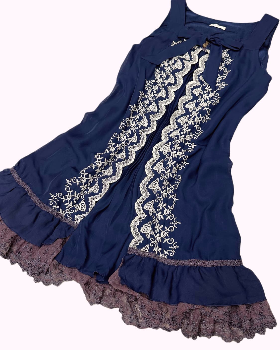 blue lace ribbon dress 상품이미지3